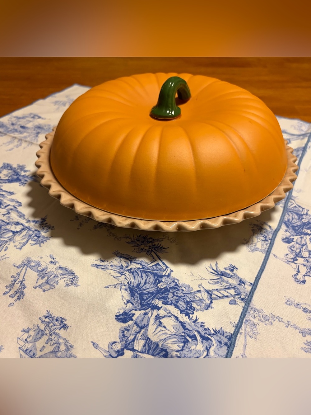 Vintage Pumpkin Pie Plate with Recipe Inside